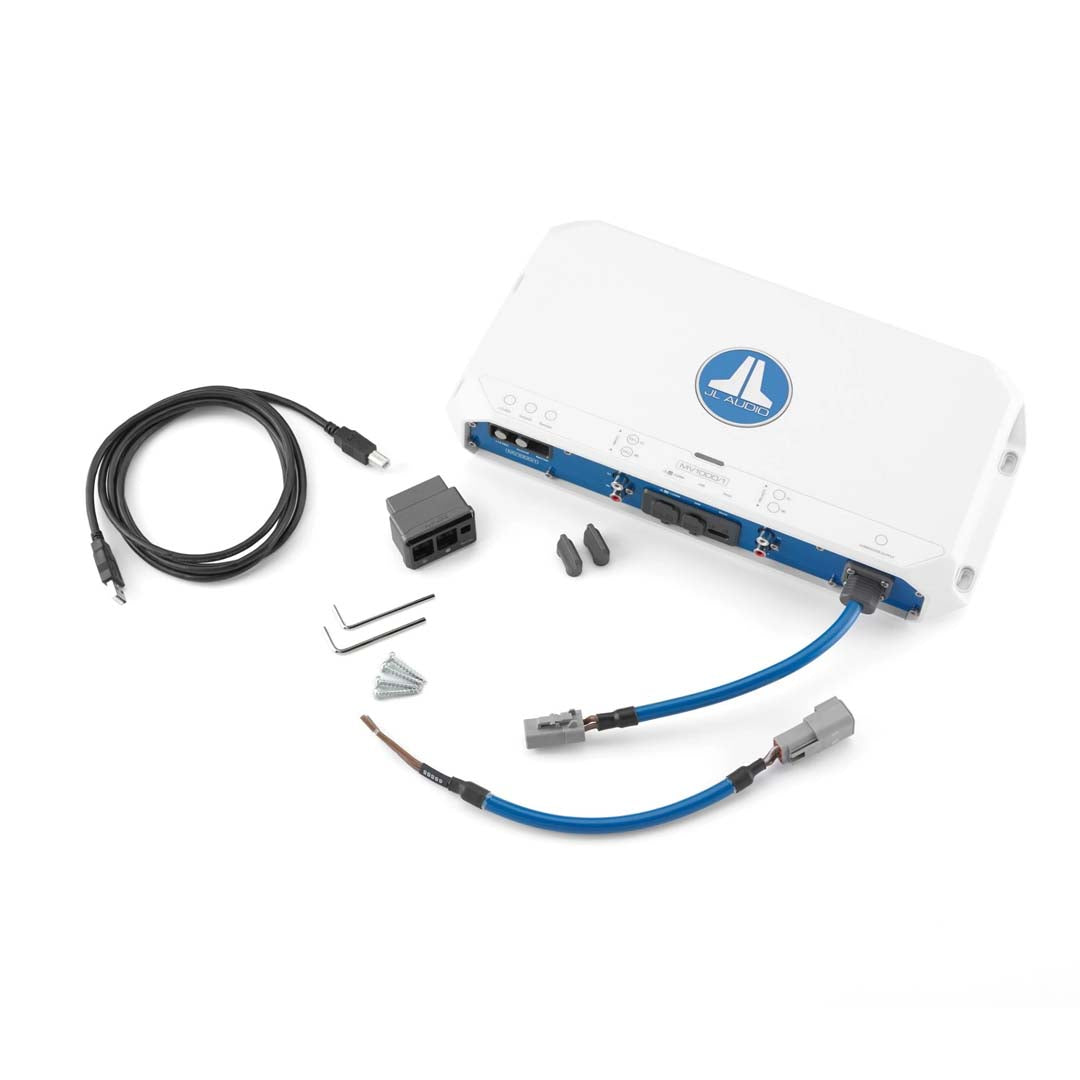 JL Audio MV1000/1 MVi Series 1000W Class D Monoblock Marine Subwoofer Amplifier - High Power Bass Boost for Boats, Yachts & Marine Audio Systems