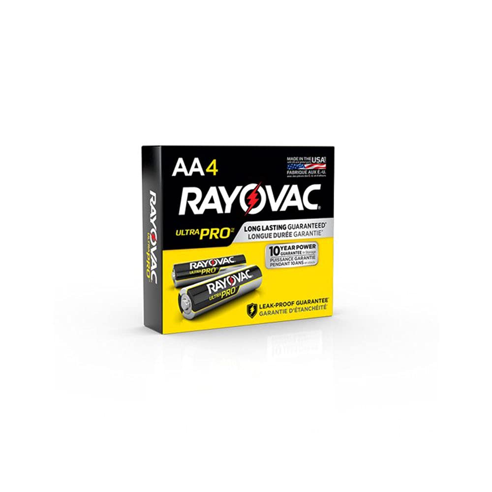 Rayovac ALAA-4BXJ Ultra Pro Industrial Mercury-Free Alkaline AA Batteries (4-Pack) - Long-Lasting Power for Flashlights, Toys, Remote Controls & Emergency Kits