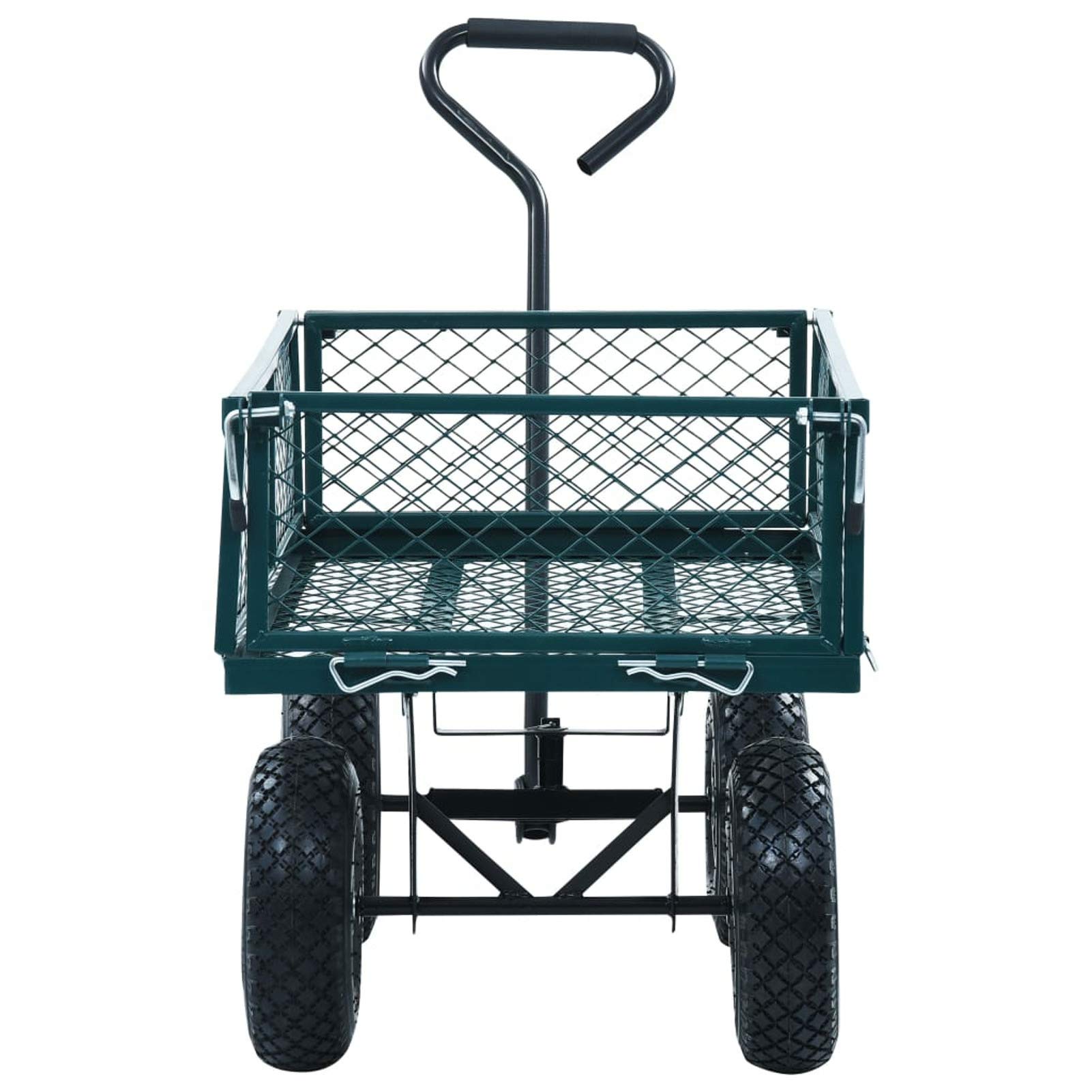 Heavy Duty Garden Trolley Cart with Steel Frame & Padded Handle - 551 lbs Capacity Utility Wagon with Openable Side Panels & Wheels - Perfect for Grocery Shopping, Camping Trips, Gardening, Beach Outings & Yard Work (Green)