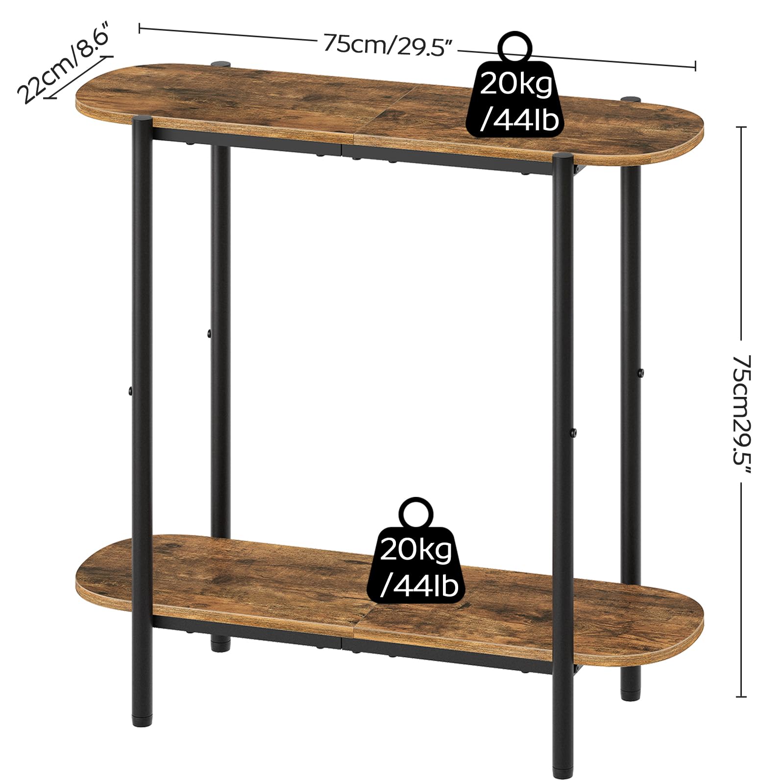 Slim 2-Tier Narrow Console Table with Storage - 29.5