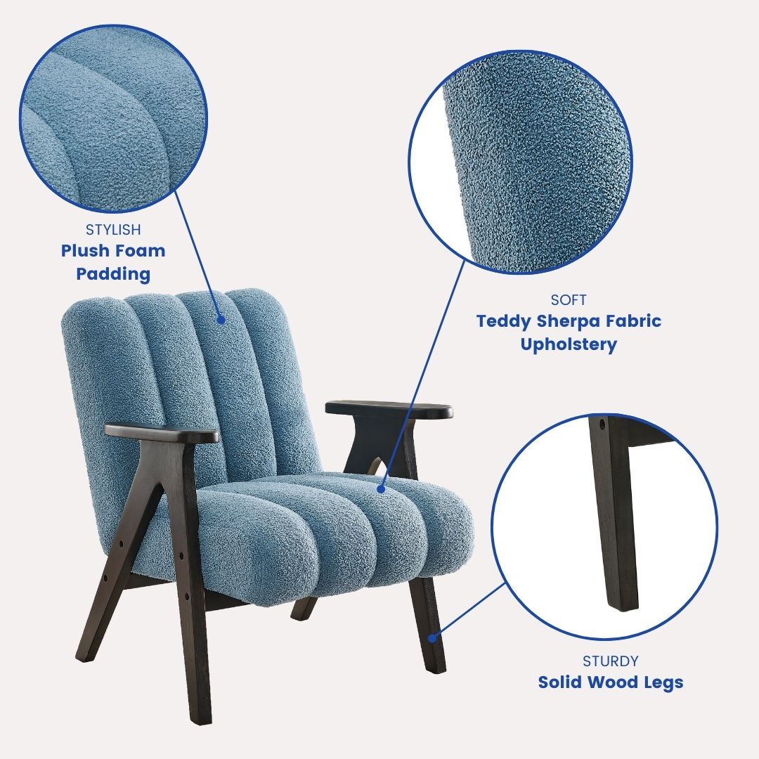 Roundhill Furniture Rella Modern Accent Chair with Espresso Wood Frame - Stylish Living Room Seating for Home Office, Lounge & Bedroom Decor