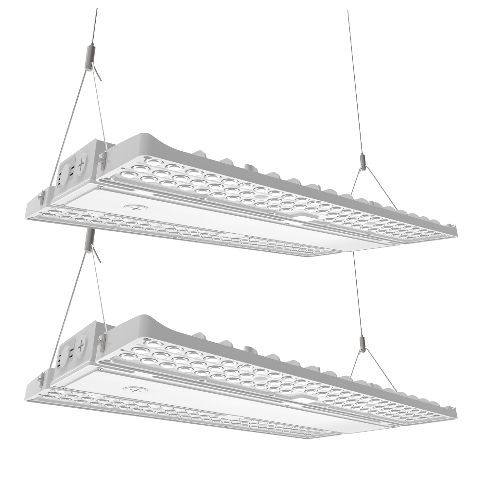 Konlite LED Linear High Bay Light - PAVO Series 130W/210W Selectable Wattage, 31,290lm, 120-277V, 5000K Daylight (400W/600W Equivalent) - 2 Pack for Warehouse, Gym, and Industrial Lighting