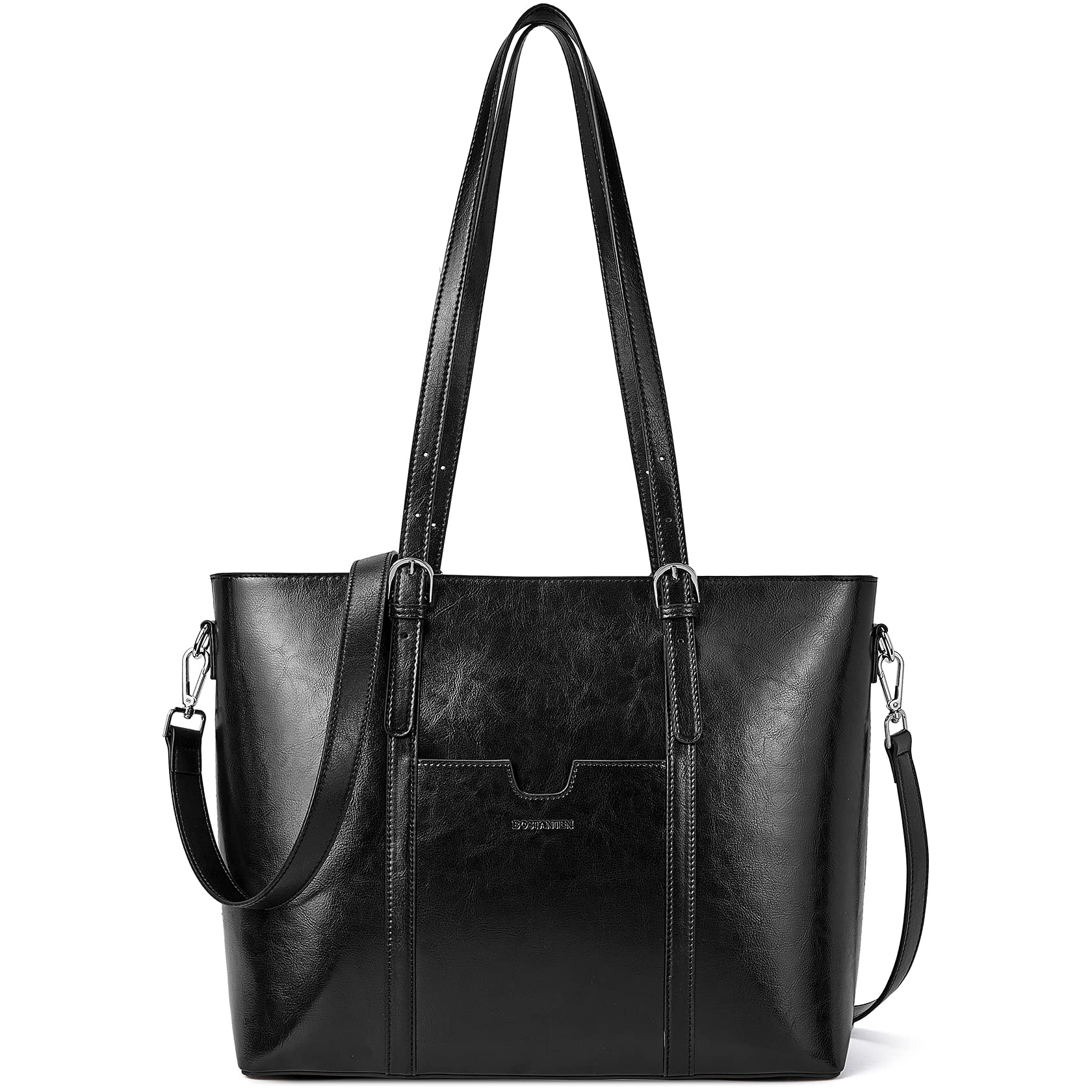 BOSTANTEN Women's Genuine Leather Laptop Tote Bag - Vintage Style 15.6 Inch Office Shoulder Briefcase for Work, Business & Travel - Perfect for Professionals, Commuters & College Students