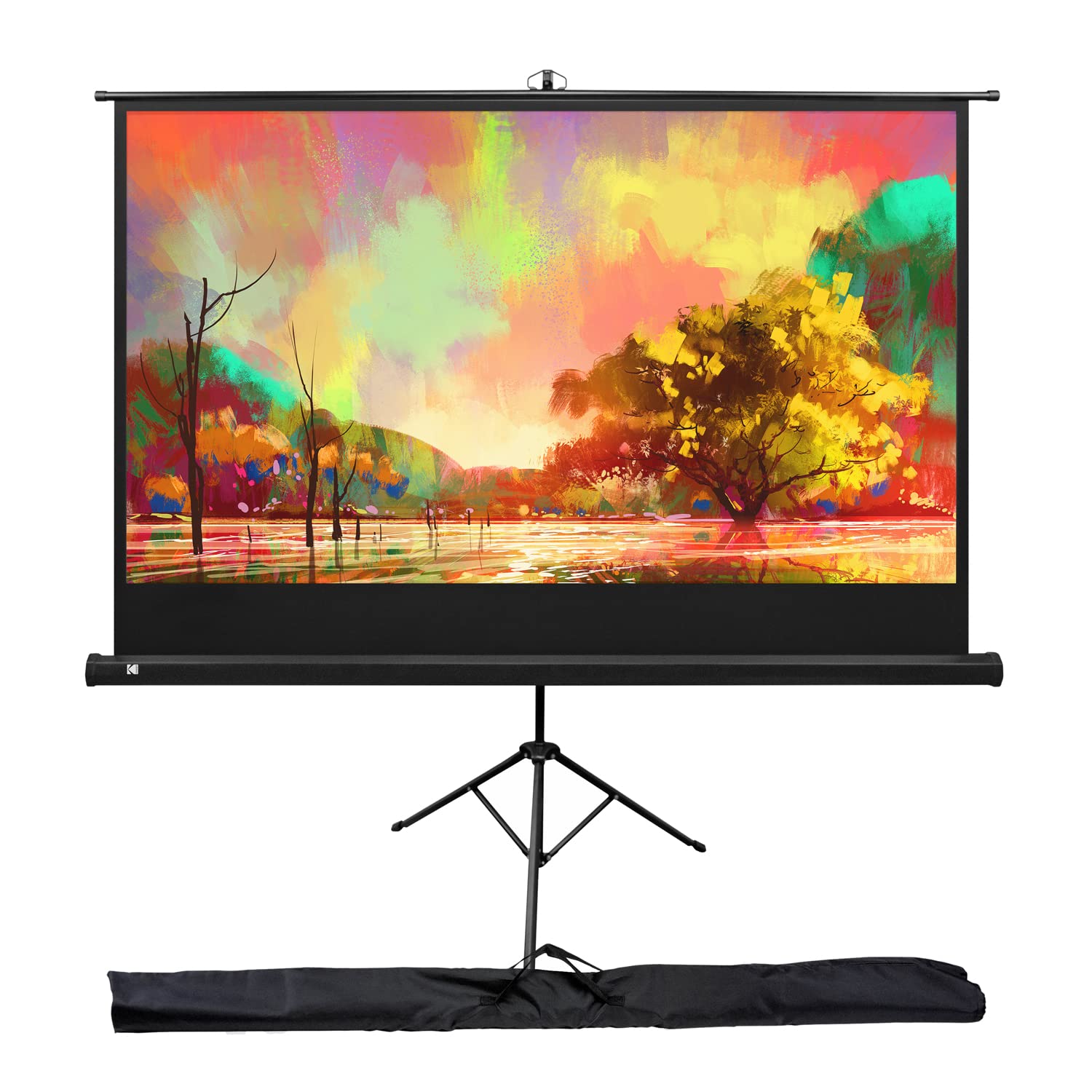 KODAK 60 Inch Portable Projector Screen with Stand - White Matte Fabric Pull Down Projection Screen for Indoor & Outdoor Movies, Presentations & Gaming - Includes Adjustable Tripod & Storage Carry Case | Lightweight Home Theater & Backyard Movie Night Solution