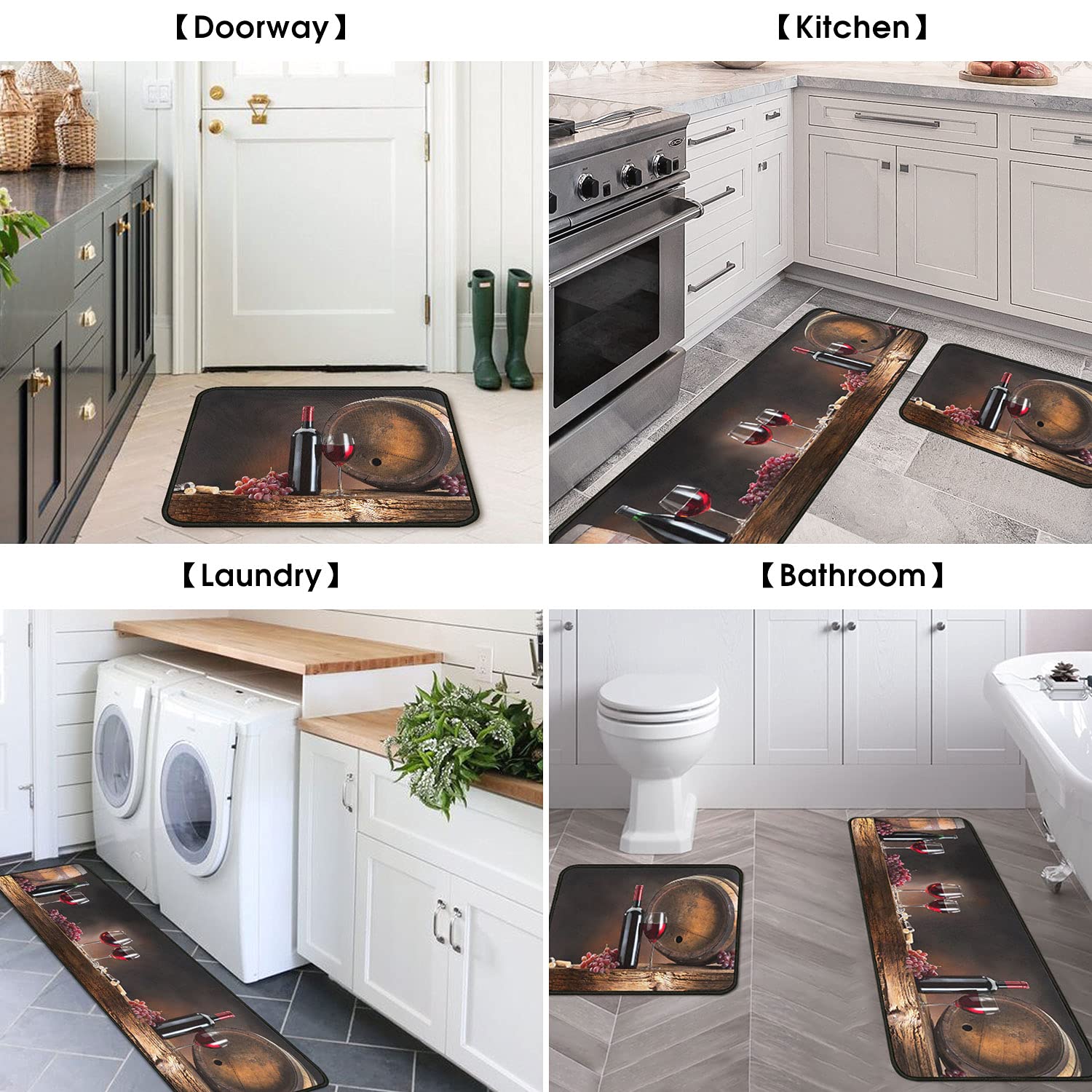 Non-Slip Washable Absorbent Microfiber Kitchen Rugs Set of 2 - 17
