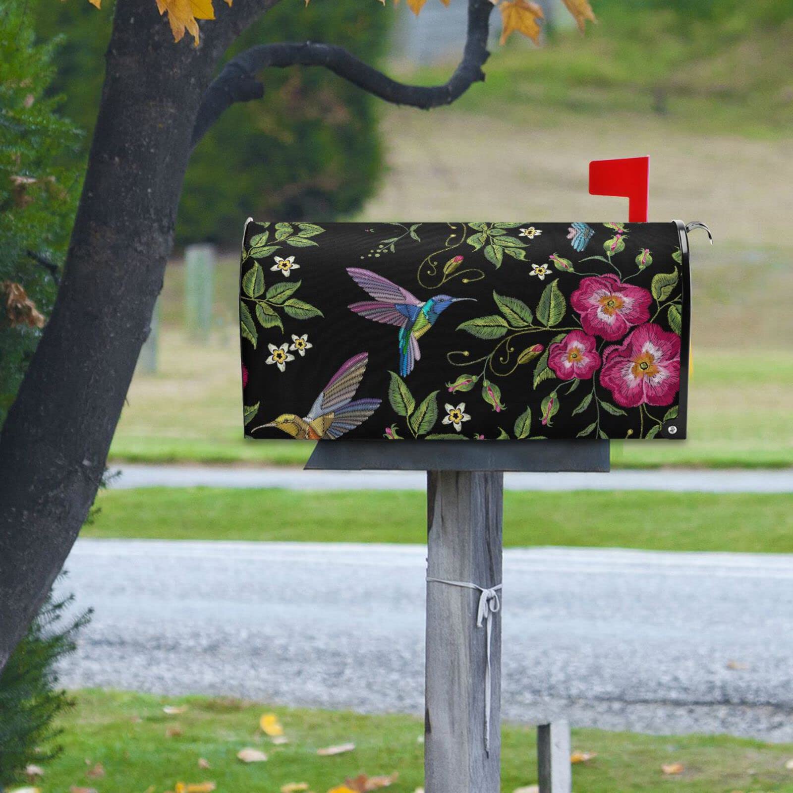 25.5 x 21 Inch Magnetic Mailbox Cover with Tropical Leaf & Hummingbird Design - Weatherproof Decorative Mail Wrap for Outdoor Mailbox Protection | Perfect for Home, Garden & Front Yard Decor