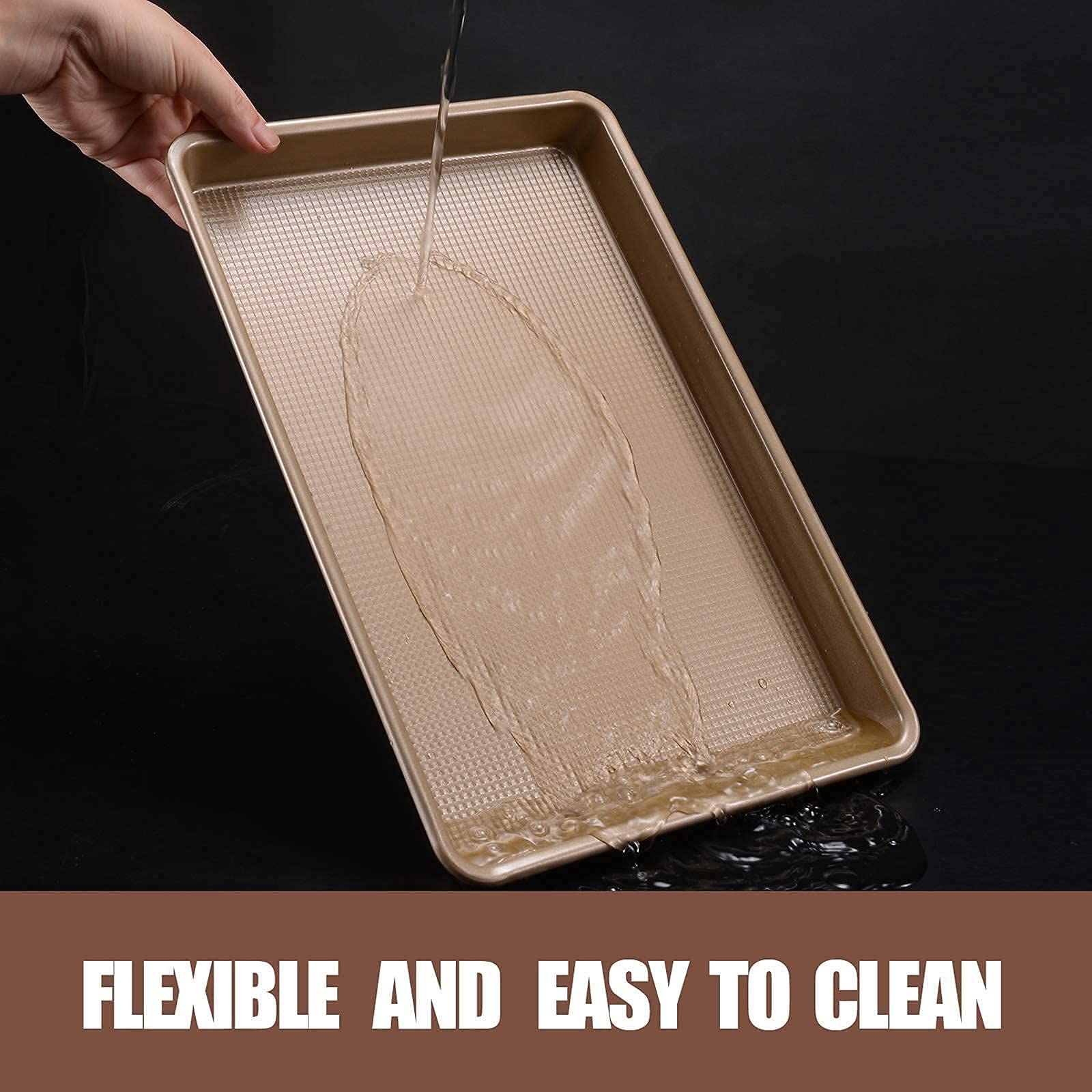 Nonstick Cookie Sheet Set - 13inch & 18inch Gold Baking Pans for Oven, Perfect for Cookies, Roasting Vegetables & Meal Prep
