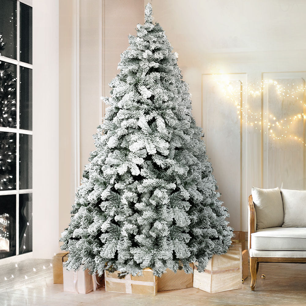 1.8M Pre-Lit Artificial Christmas Tree with 520 Snowy Tips - Holiday Xmas Decor for Home, Office, Party & Outdoor Decorations