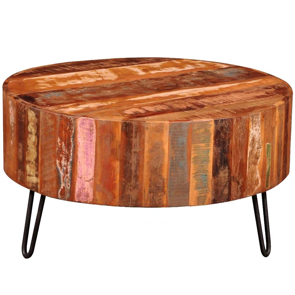 Solid Reclaimed Wood Round Coffee Table - 28