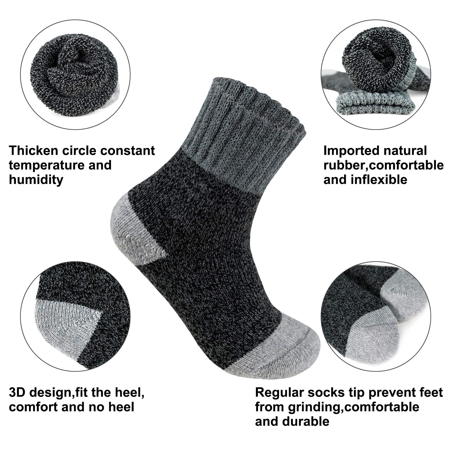 Women's Merino Wool Thermal Socks - 3 Pack for Winter Hiking & Outdoor