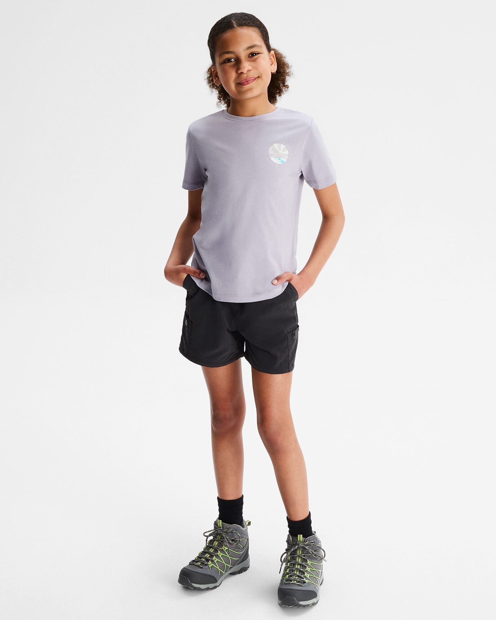 Organic Cotton Girls' Sunburst Graphic T-Shirt - Light Haze Color | Soft & Comfortable Casual Wear for School, Playdates & Everyday Outfits