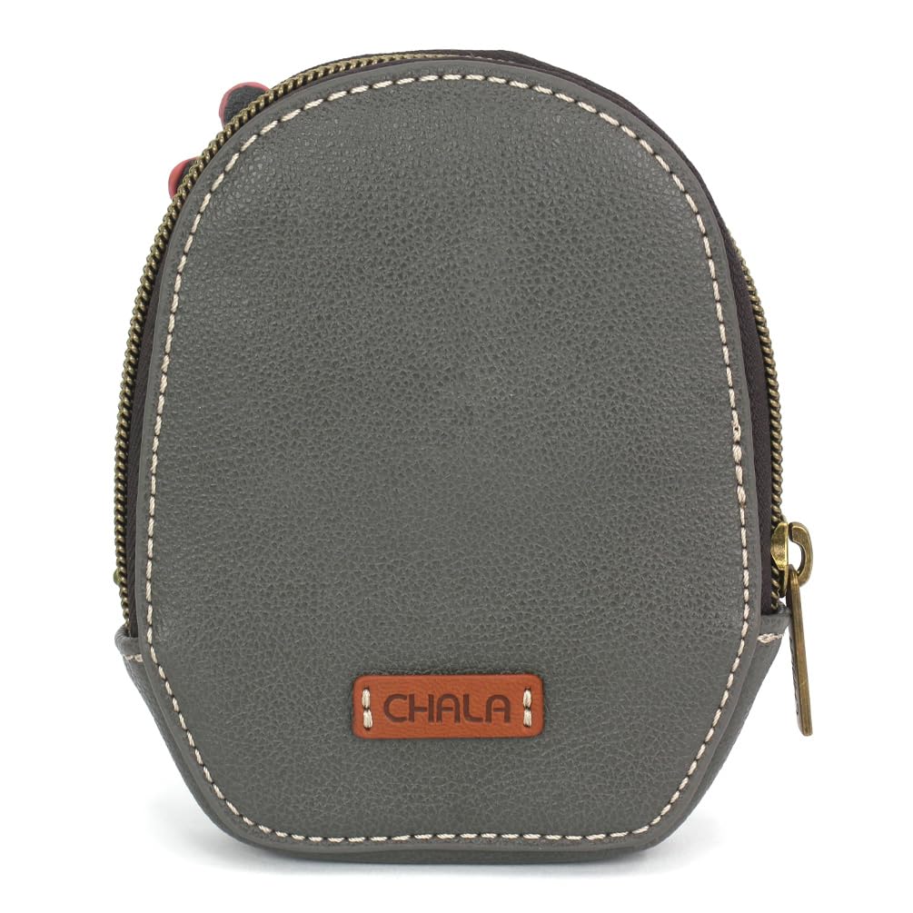 CHALA Mini Coin Purse Keychain for Women - RFID Blocking Card Holder & Small Wallet with Daisy Design (Gray) - Perfect for Keys, Cards, and Coins - Ideal for Travel, Shopping, and Everyday Use