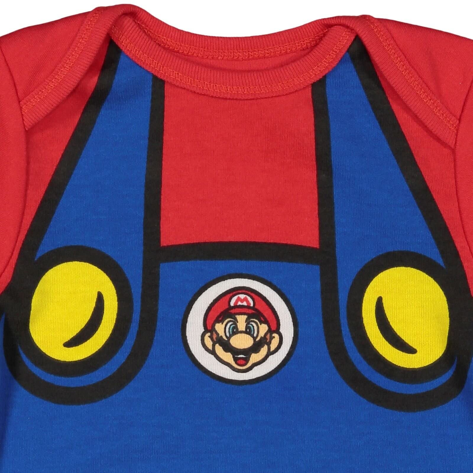 Super Mario & Luigi Baby Costume Set - Short Sleeve Bodysuit with Hat for Infants to Toddlers | Nintendo Character Outfit for Halloween, Cosplay & Birthday Parties