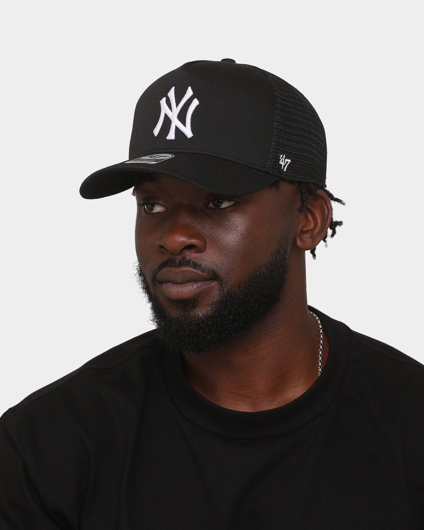 New York Yankees 47 Brand MVP DT Snapback Hat - Black Mesh Adjustable Baseball Cap for Men & Women - Perfect for Sports Fans, Casual Wear, and Game Day Outfits