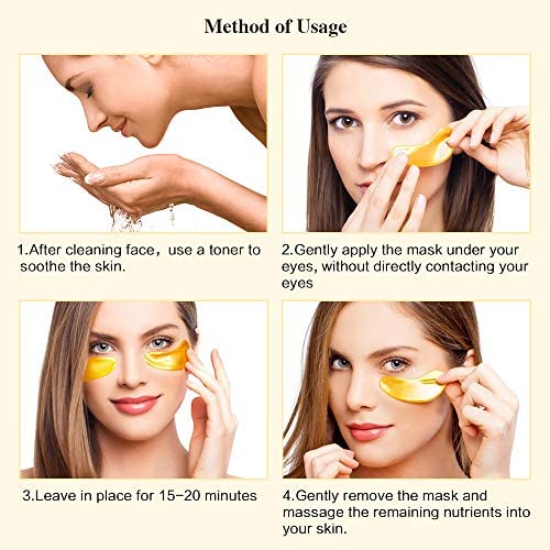 ShopiBuy Gold Under Eye Patches with Amino Acid & Collagen - 5 Pairs Dark Circle & Puffiness Treatment for Face Care | Beauty & Personal Care | Perfect for Night Routine, Travel & Spa Days