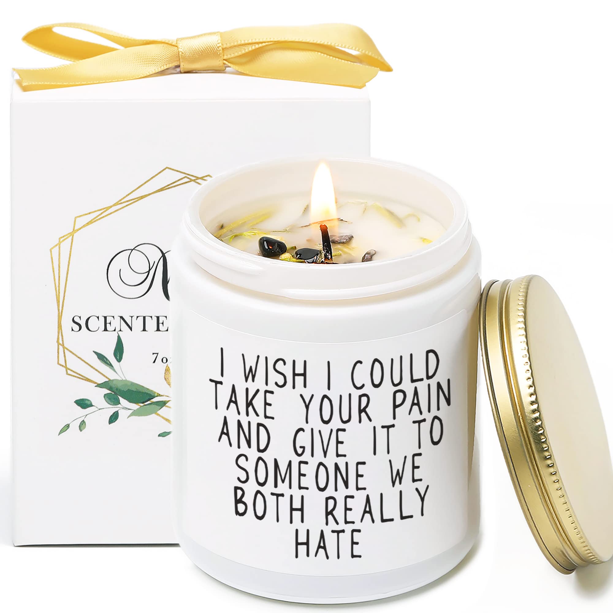 Healing Vanilla & Lavender Scented Soy Candle - Get Well Soon Gift for Women, Post-Surgery Recovery Present for Her & Friends - Relaxing Aromatherapy Candle with Natural Crystals | Perfect for Stress Relief, Meditation, and Creating a Soothing Home Atmosphere