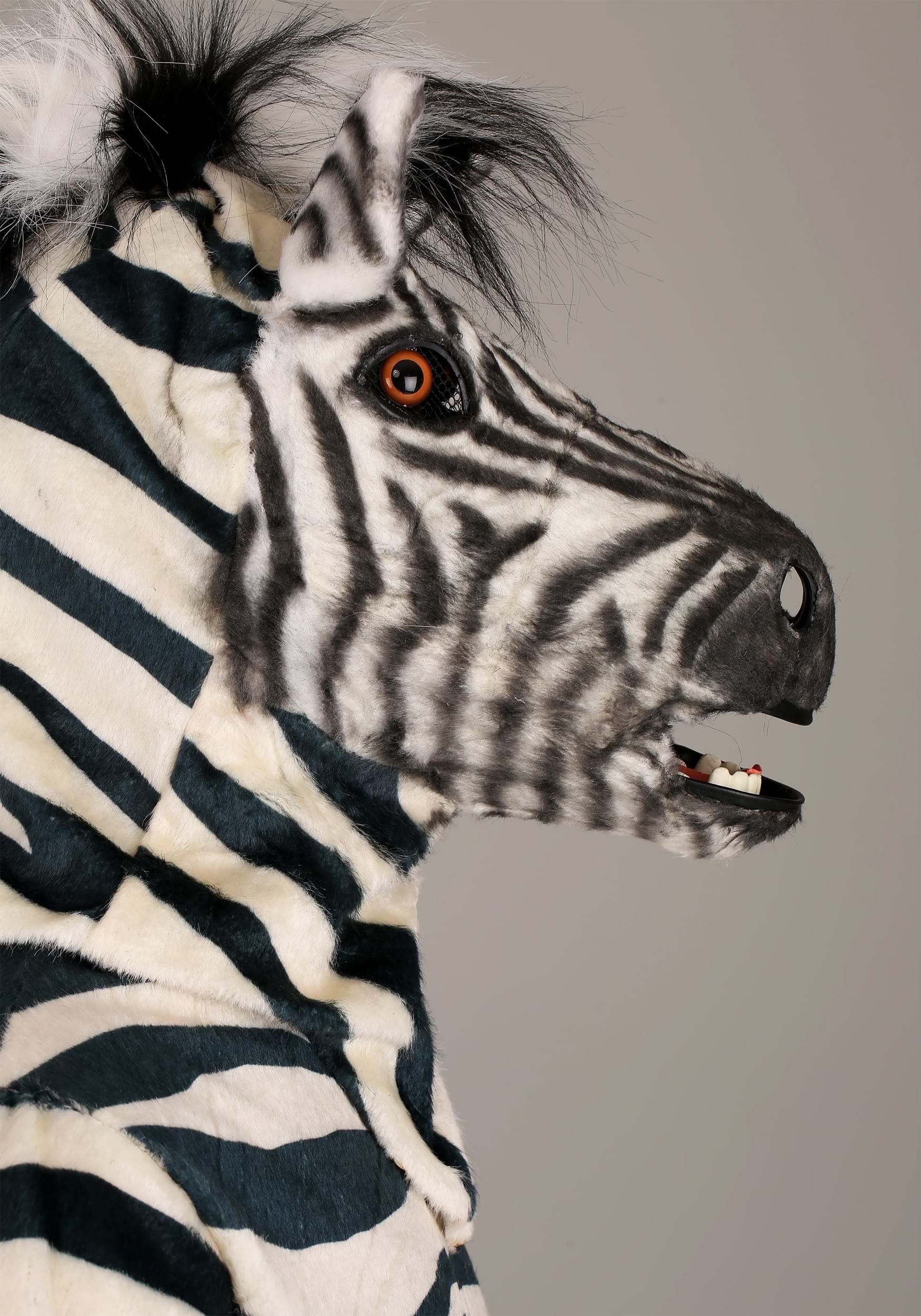 Elope Zebra Mascot Costume Set for Adults - Full Body Jumpsuit, Realistic Mask with Mouth Movement, Faux Fur Mitts & Slippers | Perfect for Halloween, Cosplay, Themed Parties, and Mascot Performances
