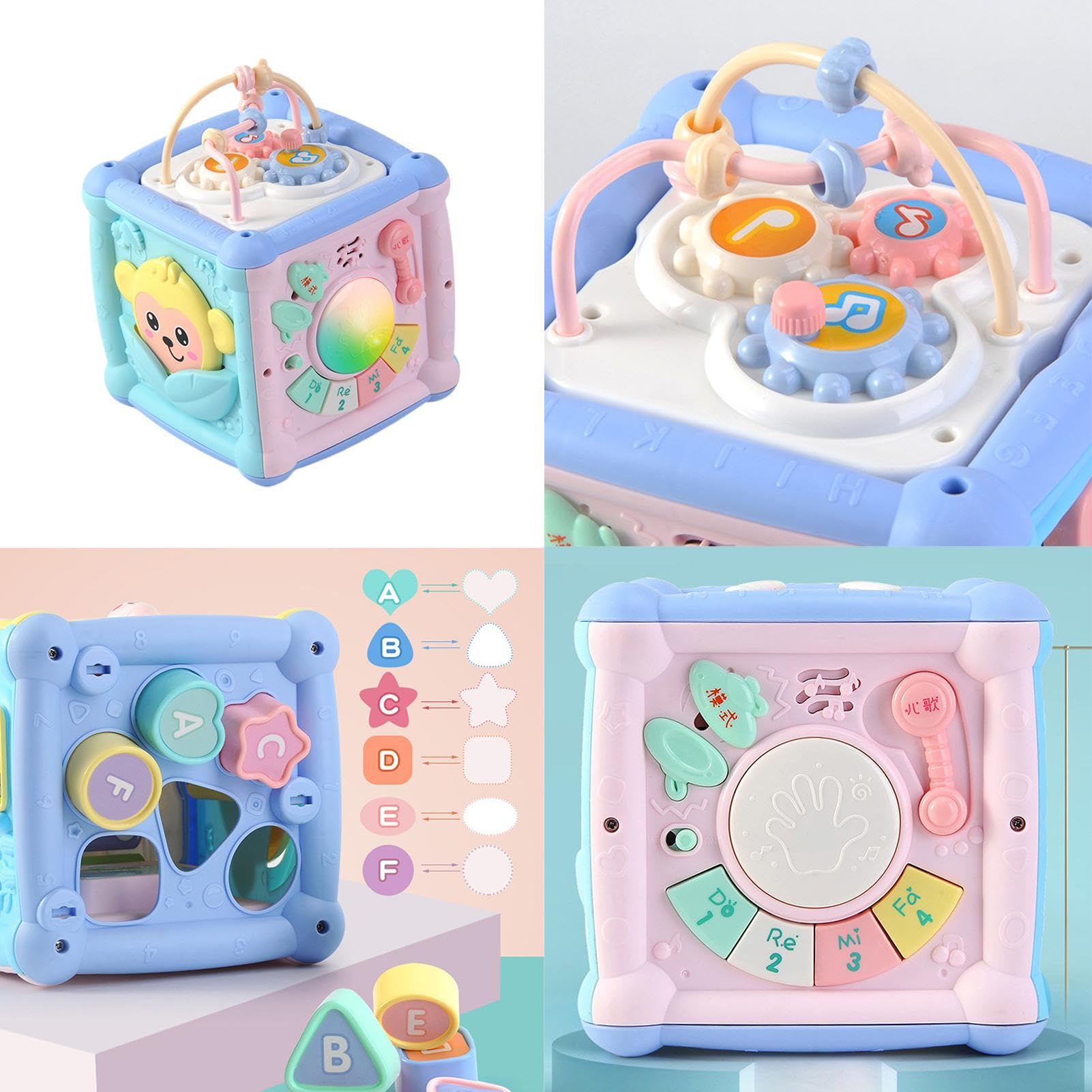 Piano Drum Toy for Toddlers - Cartoon Musical Instrument with Bead Maze & Building Blocks - Fine Motor Skills & Sensory Development Toy - Perfect for Playtime, Learning & Early Childhood Music Education