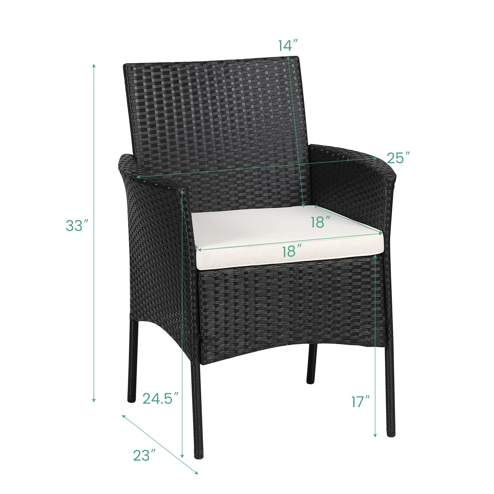 2PCS Rattan Patio Chair Set with Cushions & Armrests - Lightweight Outdoor Deck Chairs for Backyard, Balcony, Poolside, Garden - Easy Assembly & Weather-Resistant - Perfect for Relaxing, Sunbathing or Entertaining Guests