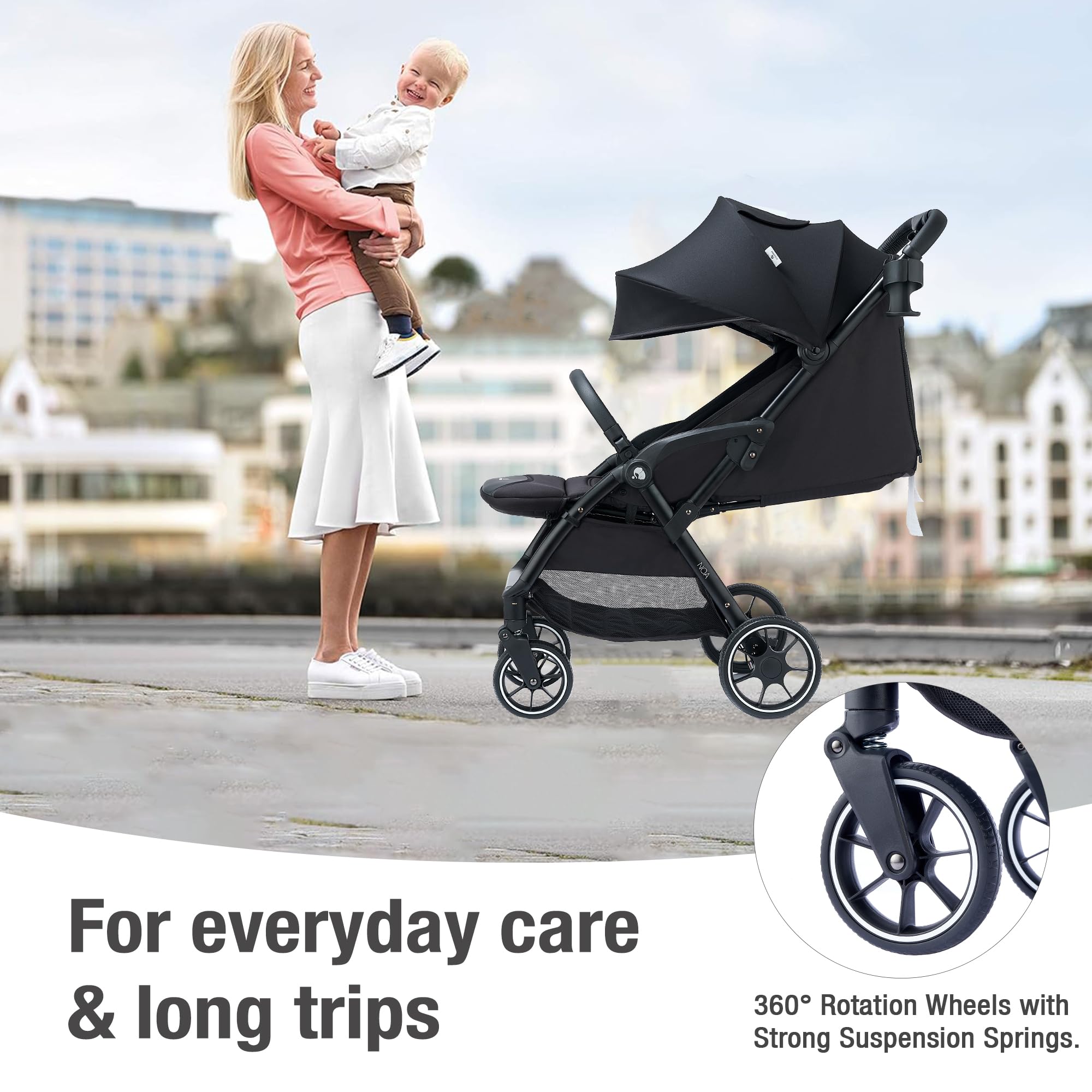**Ultra-Compact Self-Folding Travel Stroller for Toddlers 0-36 Months – Lightweight, Adjustable Backrest & Oversized Canopy – Perfect for Air Travel, Shopping & City Walks**