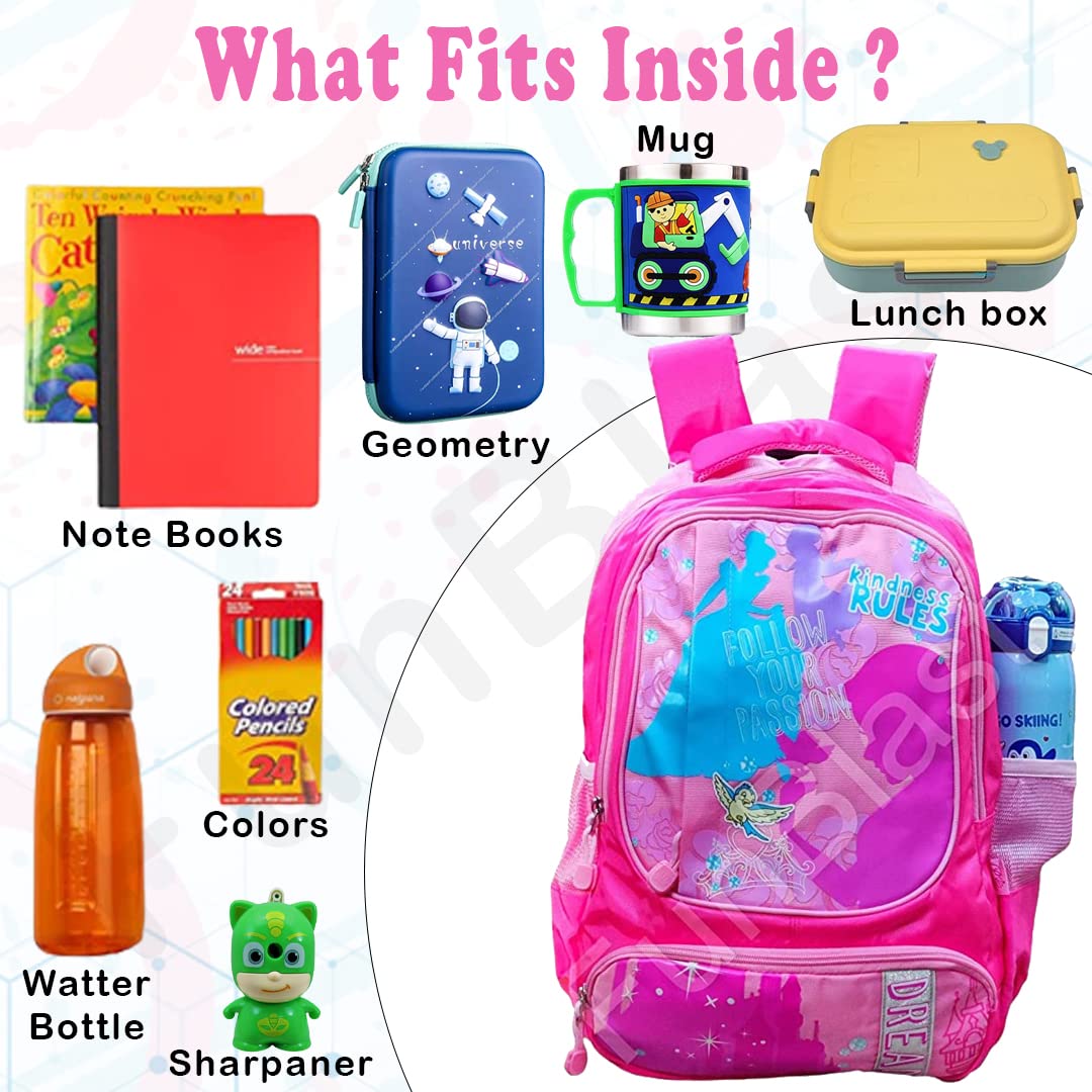 FunBlast Durable Large Capacity School Backpack for Boys & Girls - 46.5cm College Bag with Multiple Pockets | Perfect for School, Travel & Daily Use (Pink)