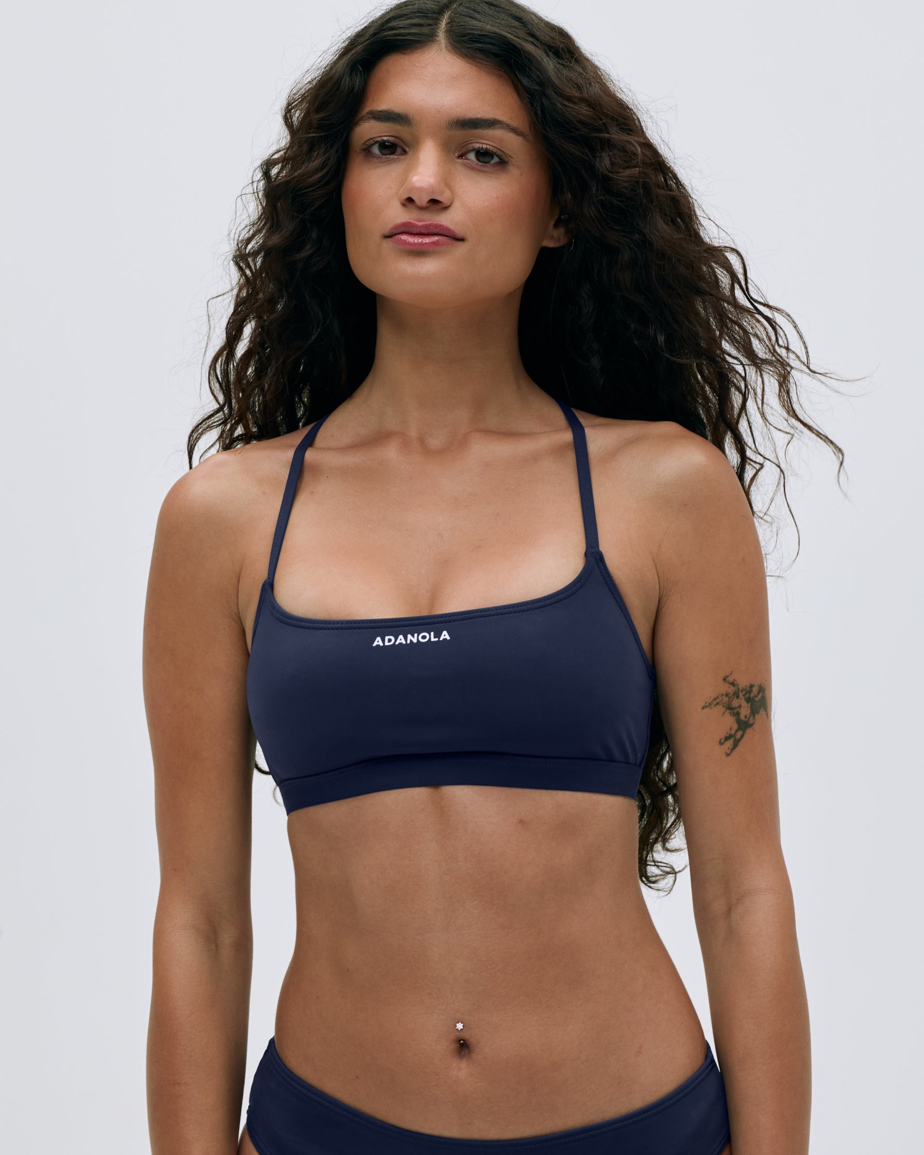 Women's Navy Blue Cross Back Bikini Top - Sexy Swimwear for Beach, Pool & Summer Vacation