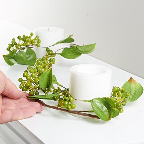 Artificial Green Berry and Leaf Garland - 6ft Faux Vine Greenery for Indoor Home Decor, Wedding, Party, Christmas, and Wall Decoration