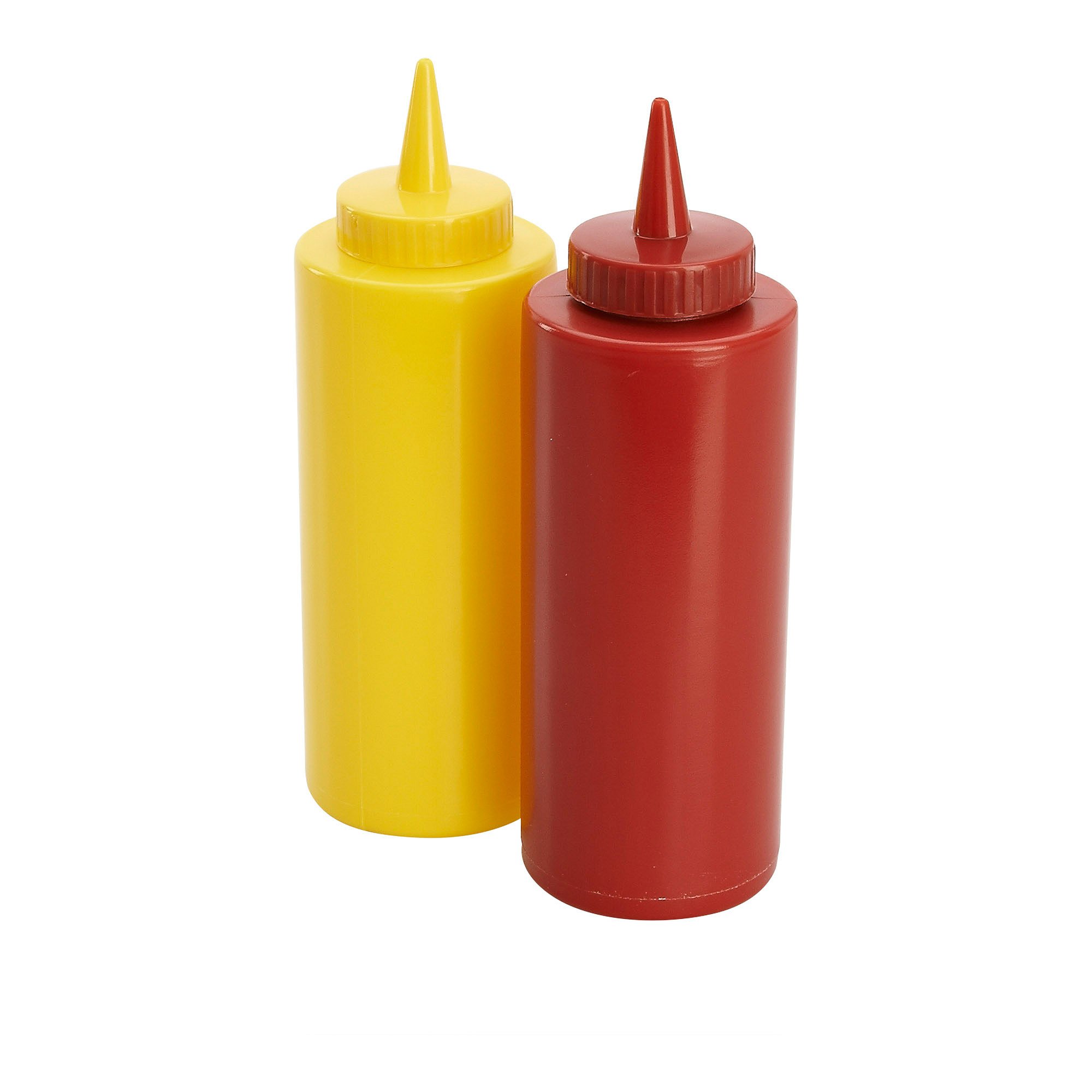 11.5 oz Plastic Ketchup and Mustard Squeeze Bottles - Durable Condiment Dispensers for Restaurants, BBQs, and Home Kitchens