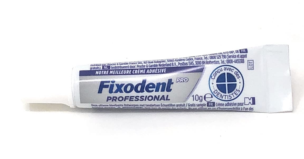 Fixodent Professional Denture Adhesive Cream - 10g Travel Size (Pack of 10) | Secure Fit for Dentures | Ideal for Travel, Daily Use & Active Lifestyles