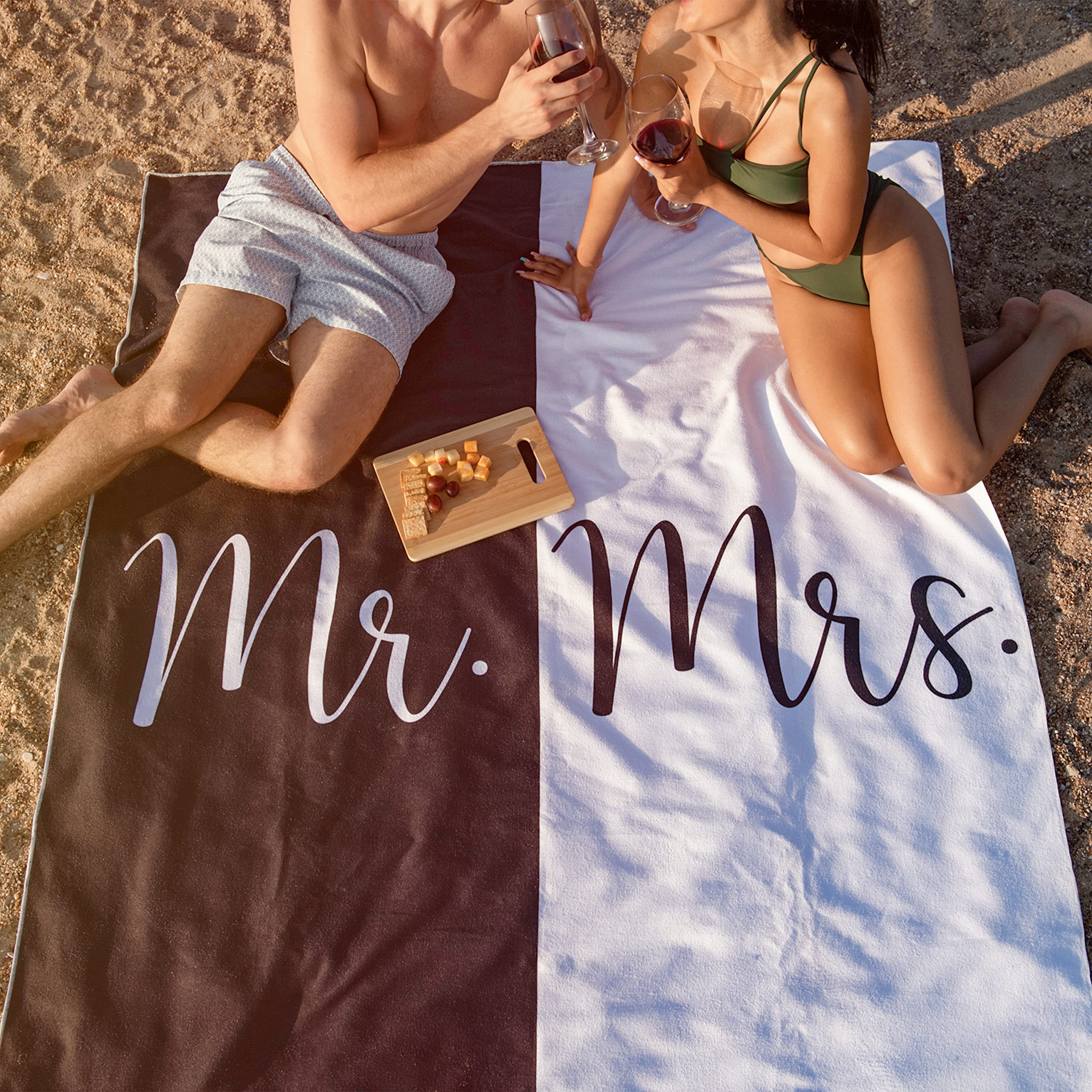 Just Married Beach Towel Set for Couples - Honeymoon & Wedding Gift - His & Her Towels 78