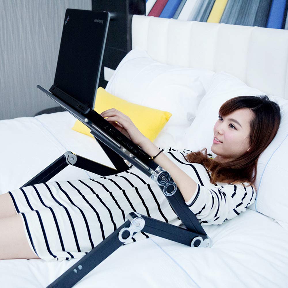 Foldable Laptop Bed Table - Adjustable & Portable Aluminum Alloy Tray for Lying Down Work, Study, or Watching Movies in Bed