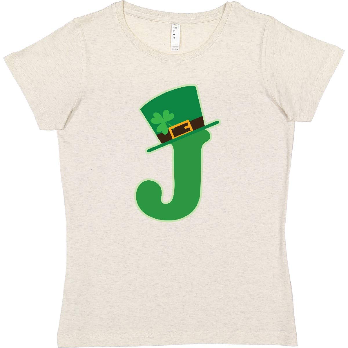 Inktastic Irish St. Patrick's Day Letter J Monogram Women's T-Shirt | Green Shamrock Graphic Tee for St. Paddy's Day Celebration & Casual Wear