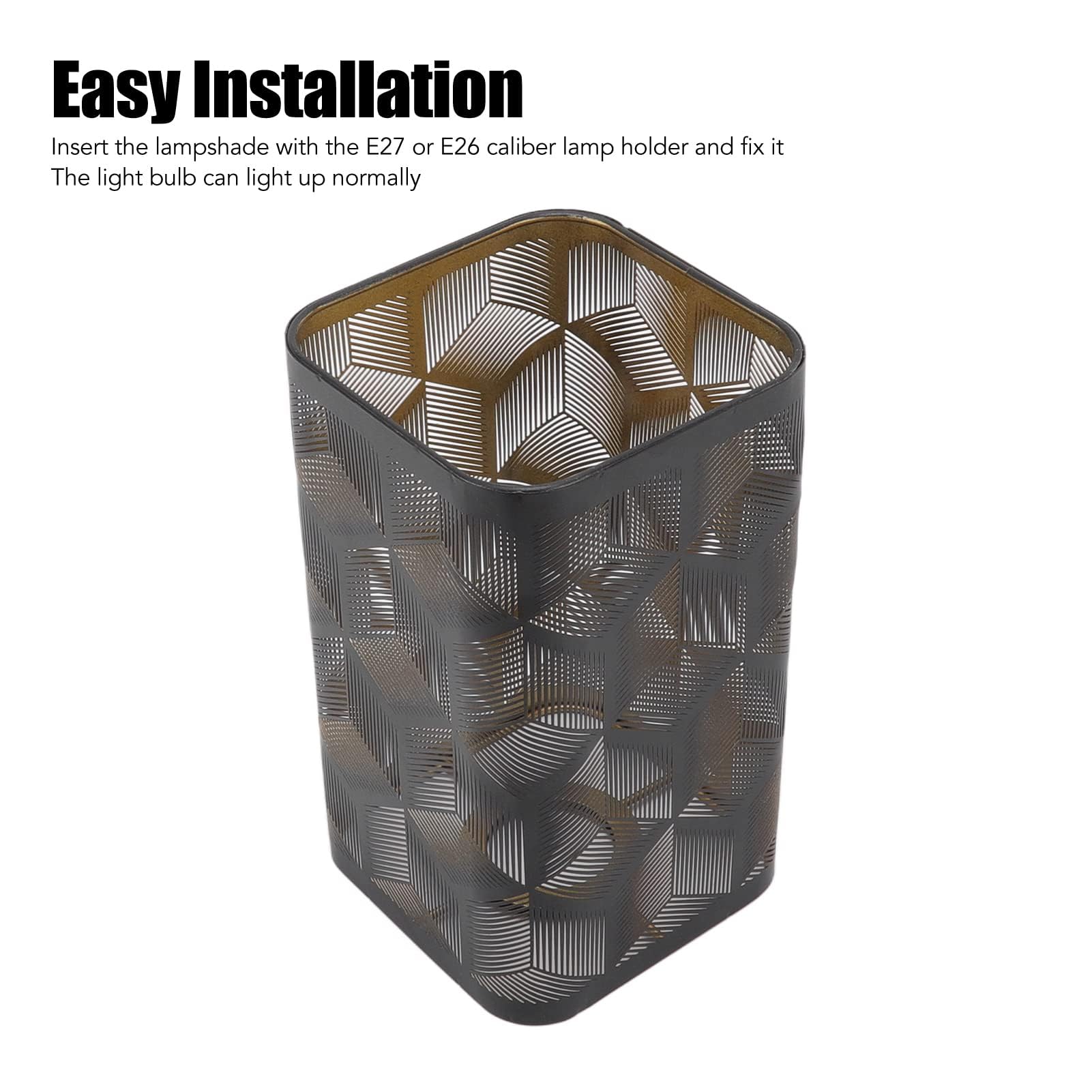 Modern Square Lamp Shade Replacement for Table Lamps - E26 E27 Detachable Metal Light Shade - Decorative Bedroom Lighting Accessory for Home Decor & Living Room Ambiance