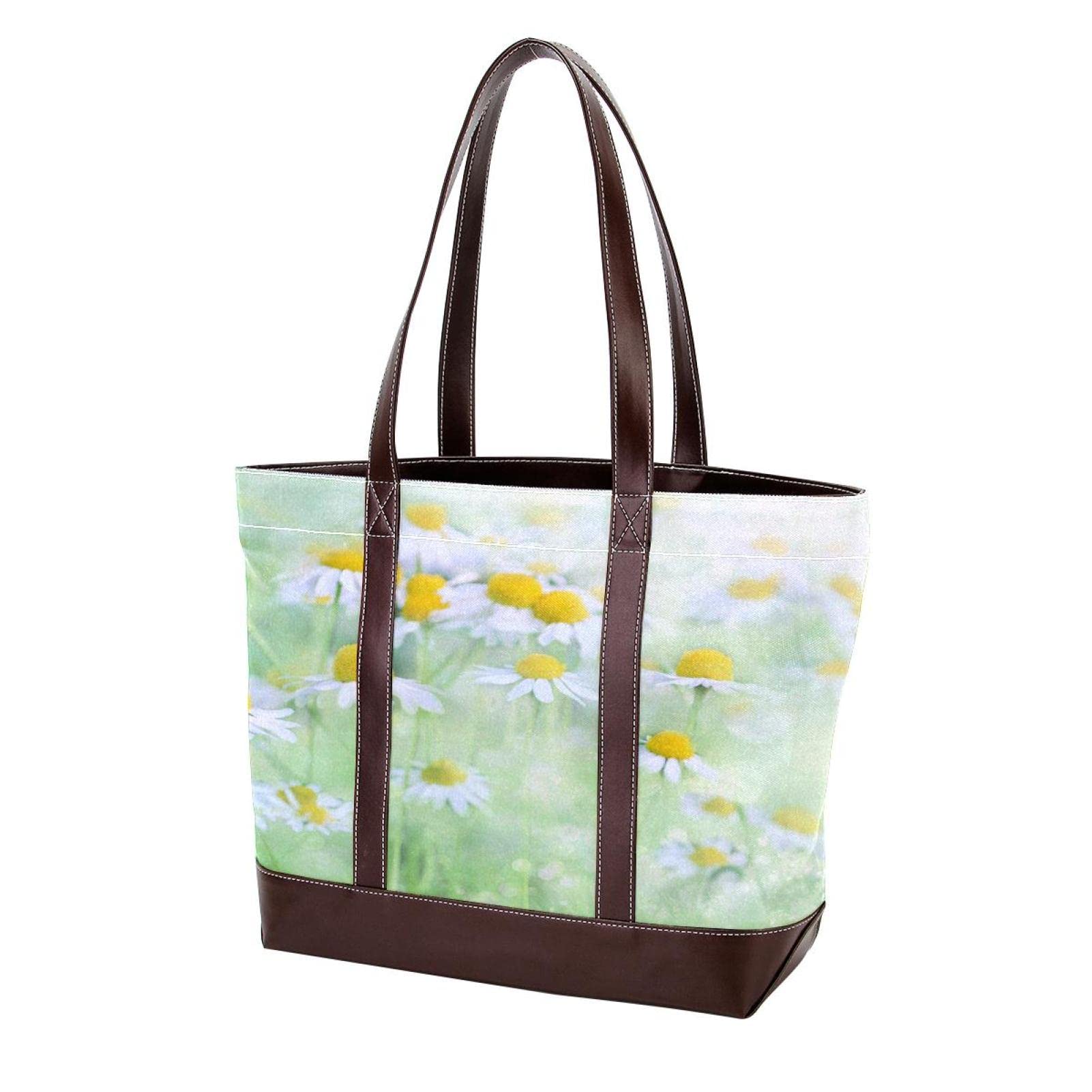 Stylish Large Elephant Print Tote Bag for Women - Durable Leather & Canvas Shoulder Bag, Top Handle Satchel Purse - Perfect for Work, Travel & Shopping