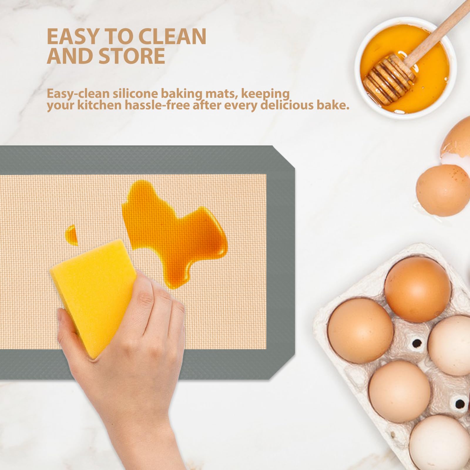 Non-Stick Silicone Baking Mat Set of 3 - Reusable, Heat Resistant & Food Safe Oven Baking Sheet for Cookies, Bread, Pastry - Perfect for Home Baking, Meal Prep & Holiday Cooking