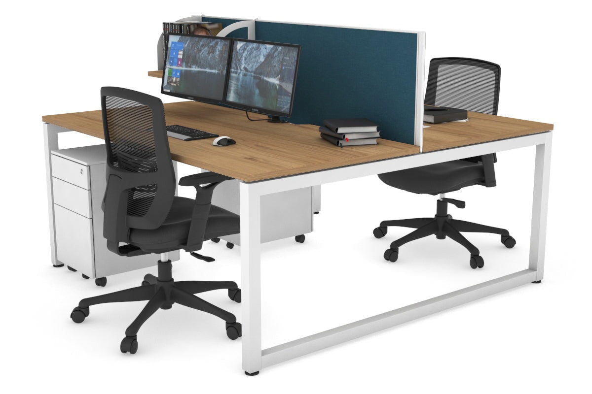 Quadro Loop Legs 2 Person Office Workstation Desk - 1400L x 800W with Cable Management Scallop | Modern Shared Workspace Solution for Home & Office
