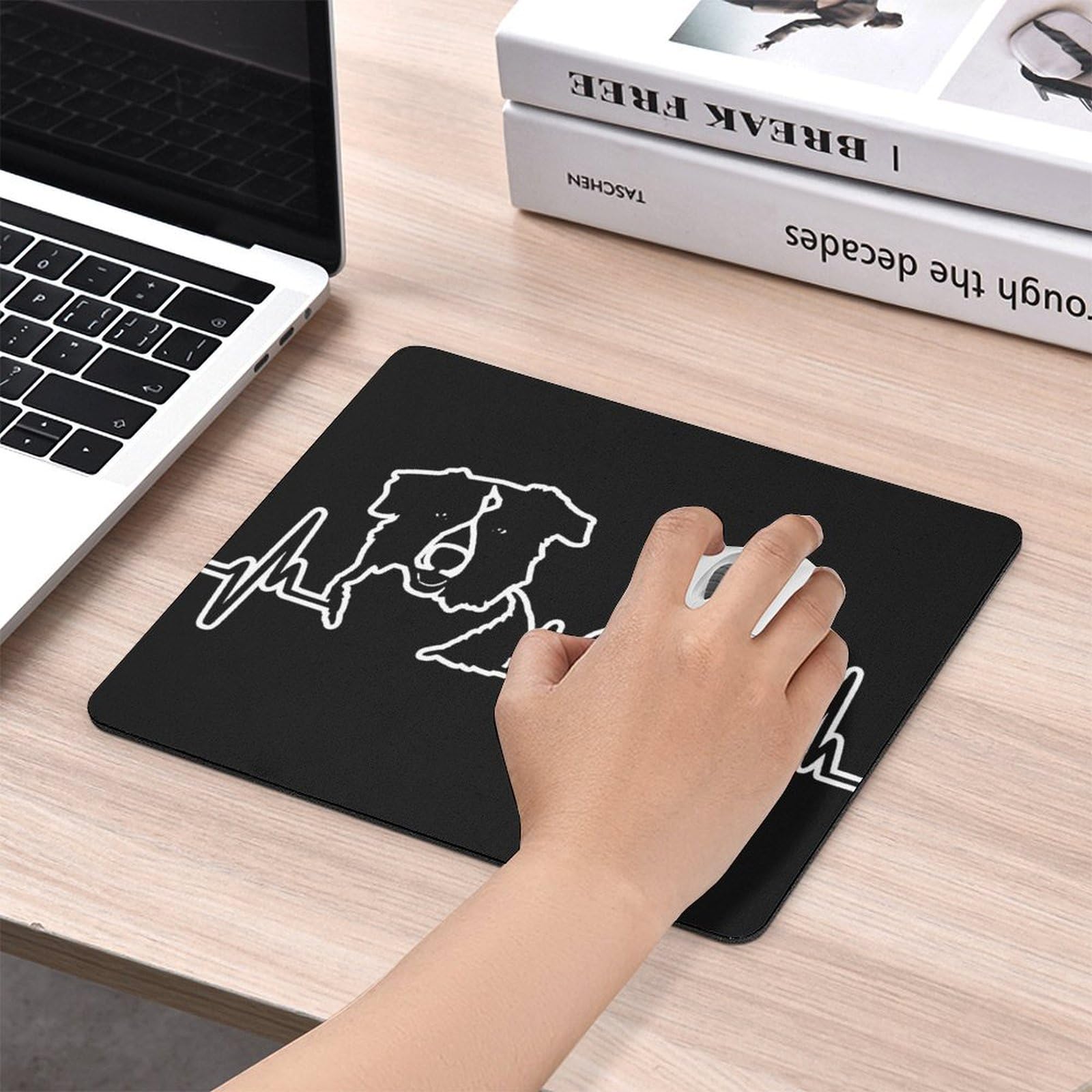 Premium Border Collie Heartbeat Design Non-Slip Waterproof Mouse Pad - 20x25cm Gaming & Office Mouse Mat for PC/Laptop - Durable Fabric Surface for Home, Work & Esports