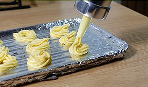 Cookie Press Gun Kit with 20 Stainless Steel Discs & 4 Nozzles - Professional Biscuit Maker Set for DIY Cookies, Cakes, Desserts | Perfect for Holiday Baking, Party Treats, and Home Kitchen Use