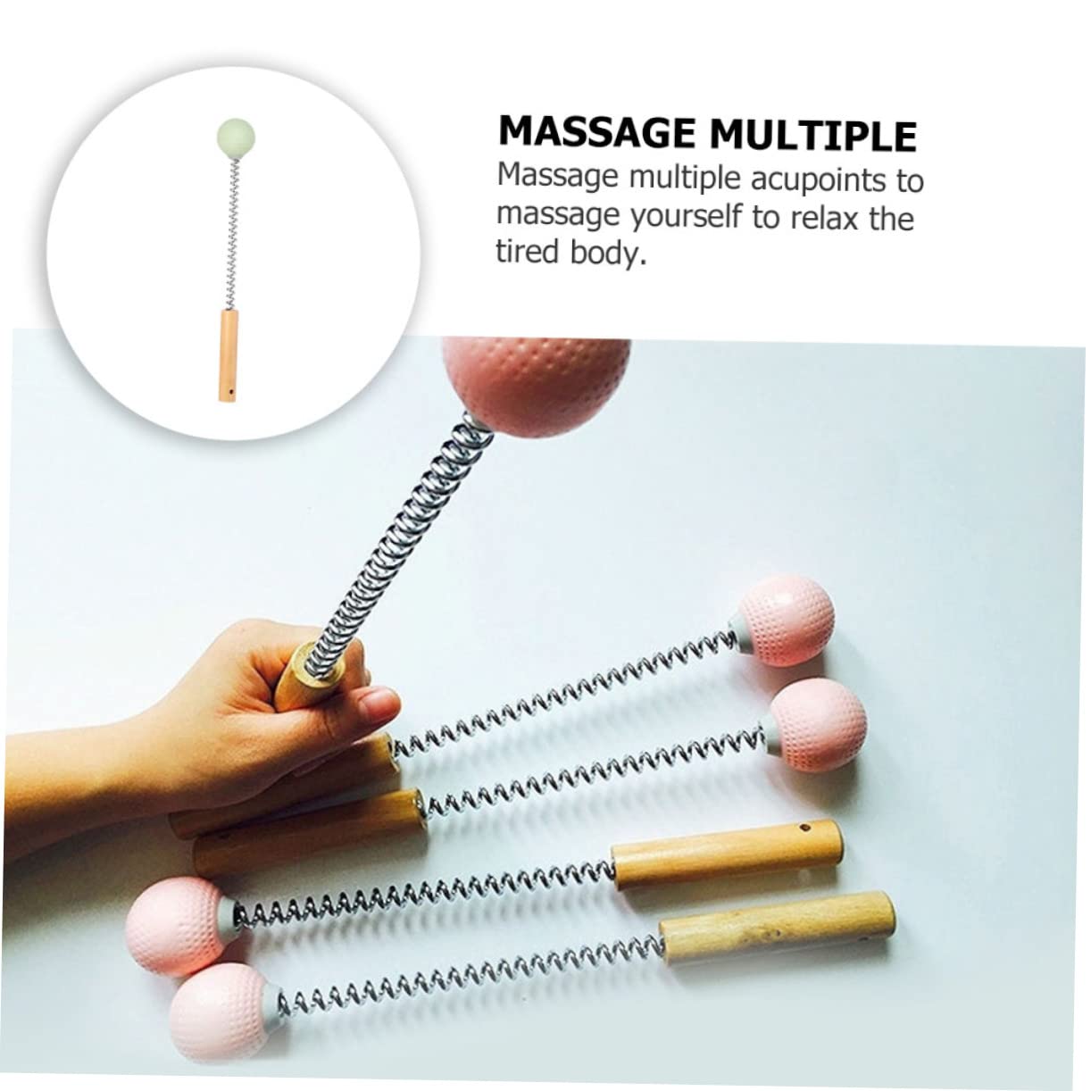 Lurrose 3-Pack Spring Massage Tools Set - Body Massager, Muscle Relief Stick, Back Massage Hammer for Pain Relief & Relaxation | Perfect for Home, Office & Travel Use