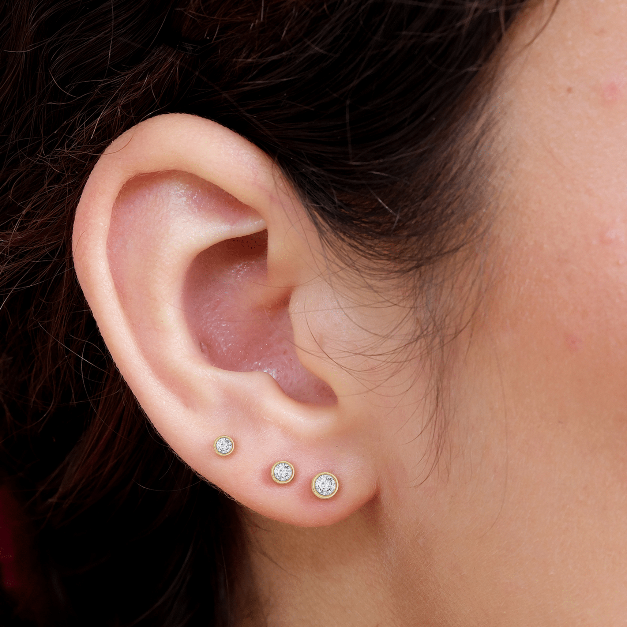 14K Rose Gold Round Diamond Bezel Set Flat Back Stud Earrings - Perfect for Weddings, Parties & Everyday Elegance