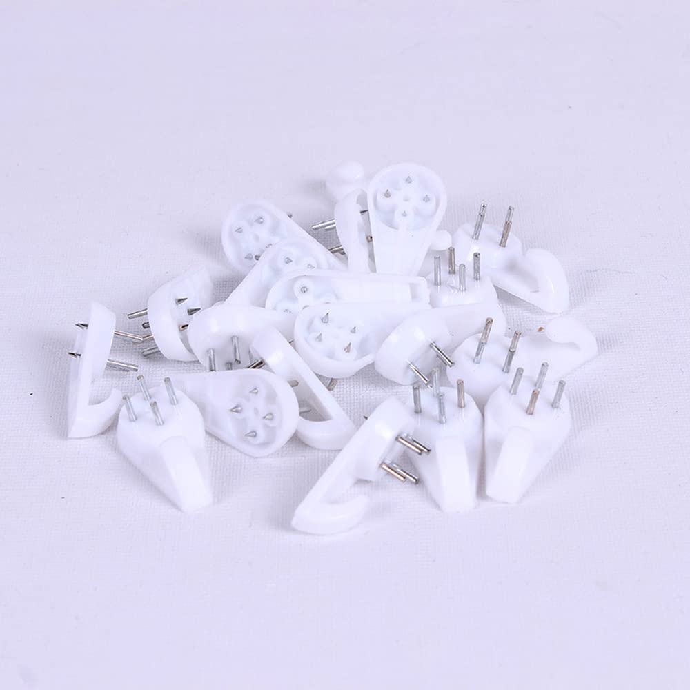 20-Pack White Plastic Non-Trace Wall Hooks - Damage-Free Picture Hanging Kit for Photos, Frames & Artwork - Invisible Concrete Nail Hangers for Hard Walls (Medium Size) - Perfect for Home, Office & Gallery Displays