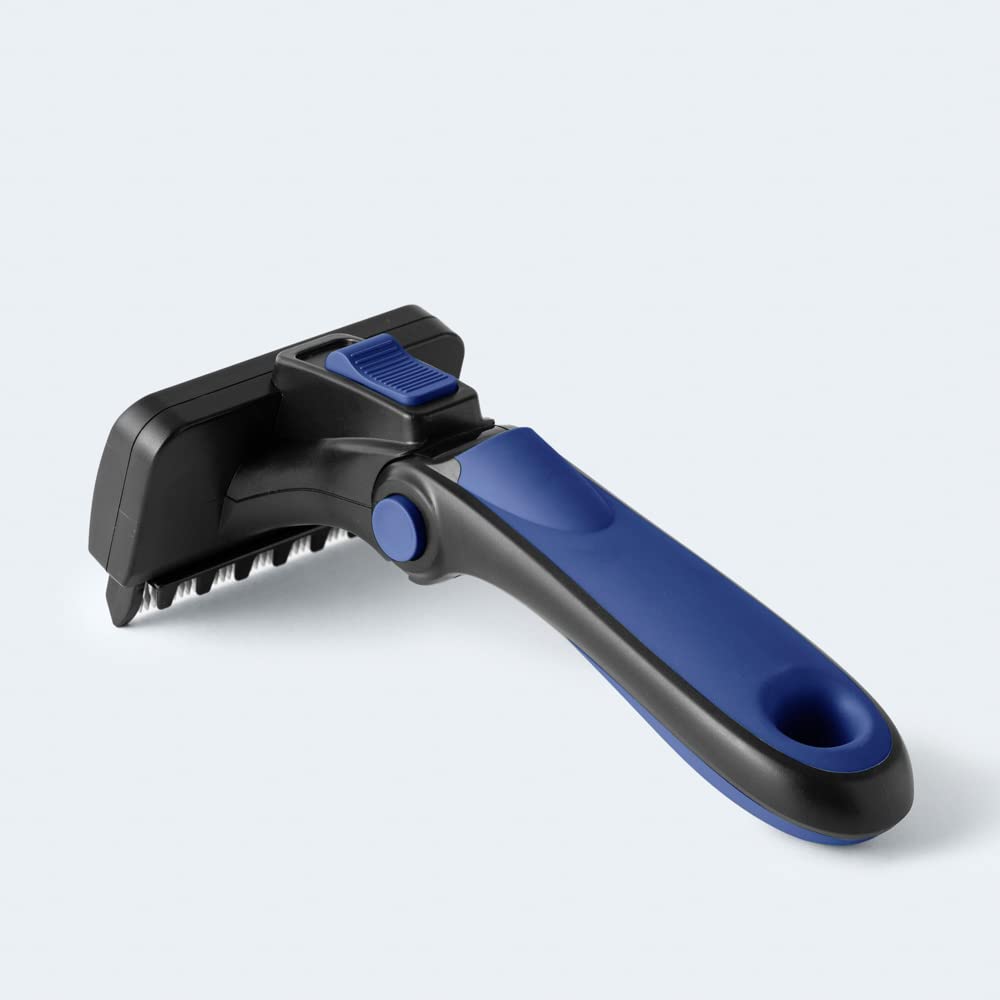Premium Dog Deshedding Brush for Long Haired Dogs - Blue Medium Size | Gentle Pet Hair Remover Tool for Shedding Control | Perfect for Grooming Dogs & Cats at Home, Parks, or Professional Pet Salons