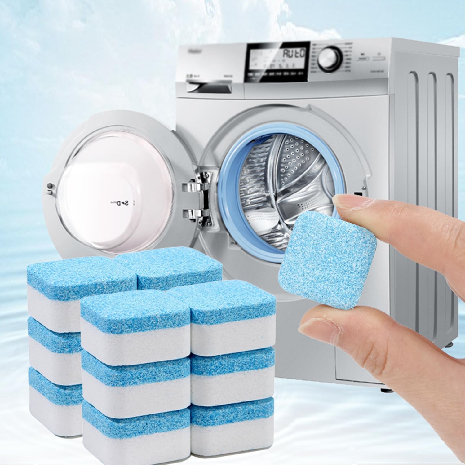 ARABEX™ Washing Machine Cleaner Descaler 12 Pack - Deep Cleaning Tablets for HE Front Load & Top Load Washers, Removes Odor & Mold, Safe for All Machines - Perfect for Monthly Maintenance & Laundry Freshness