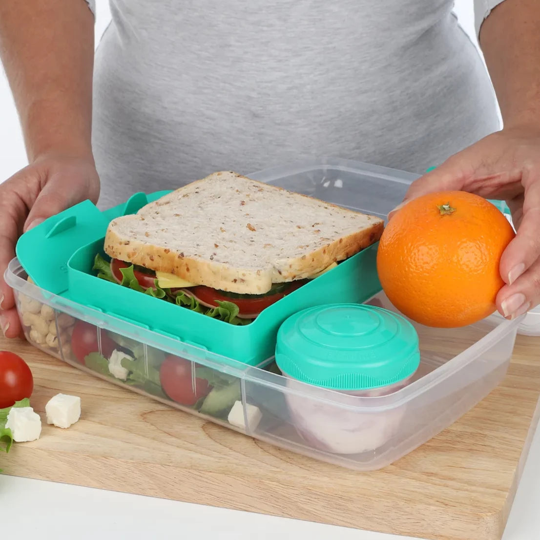 1.76L Bento Box To Go with Yogurt Pot - Teal Color Leak-Proof Lunch Container for Office, School & Picnic - Microwave & Dishwasher Safe Meal Prep Box