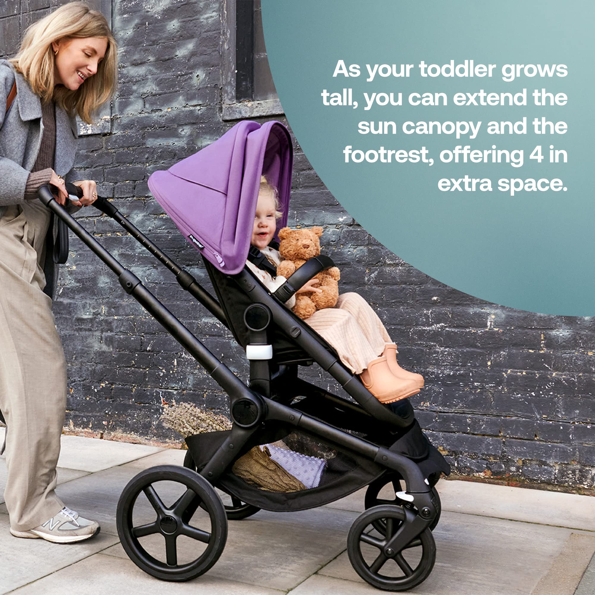 Bugaboo Fox 5 All-Terrain Stroller | 2-in-1 Baby Stroller with Full Suspension & Easy Fold | Spacious Bassinet & Extendable Toddler Seat | One-Handed Maneuverability | Midnight Black-Misty White | Perfect for City Walks, Park Outings & Travel Adventures