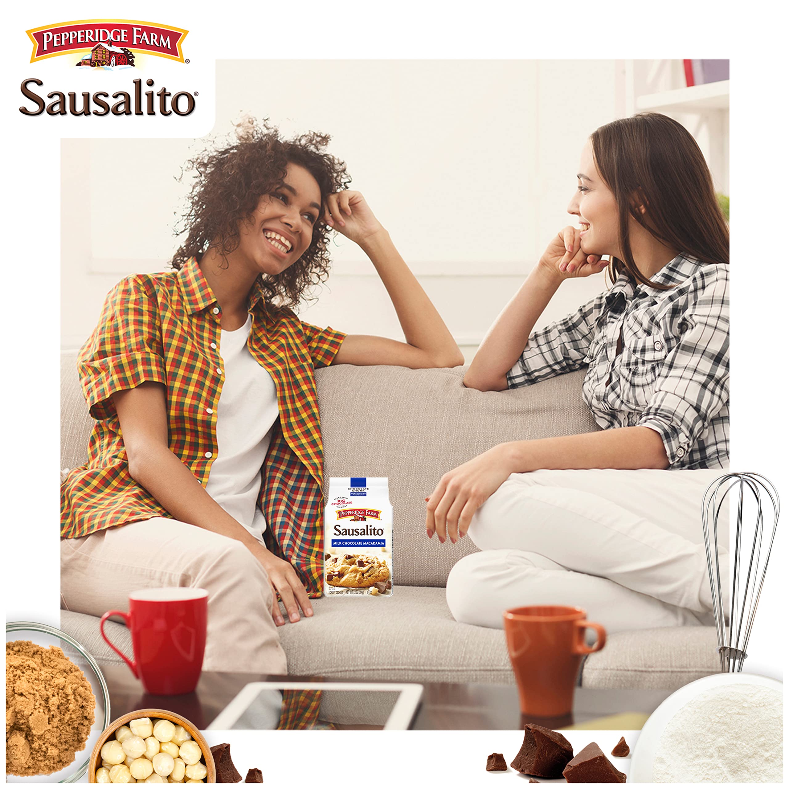 Pepperidge Farm Sausalito Milk Chocolate Macadamia Nut Cookies - Crunchy Gourmet Cookies, 7.2oz Bag (8 Cookies) - Perfect for Snacking, Gifts & Coffee Time