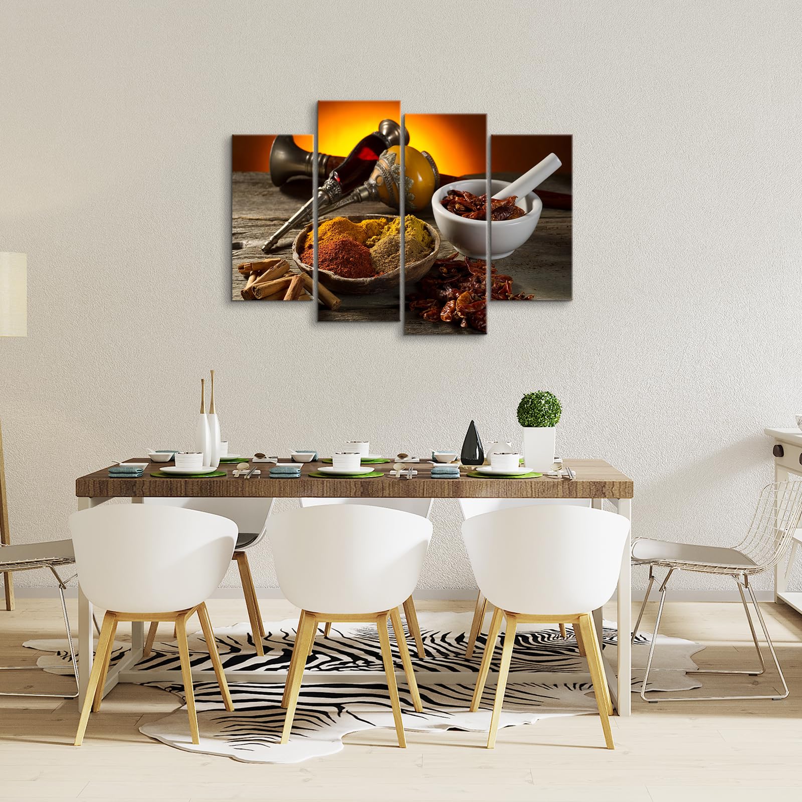 YOUHONG 4-Piece Kitchen Wall Art - Spices Canvas Painting for Rustic Decor | Ready to Hang for Home & Kitchen