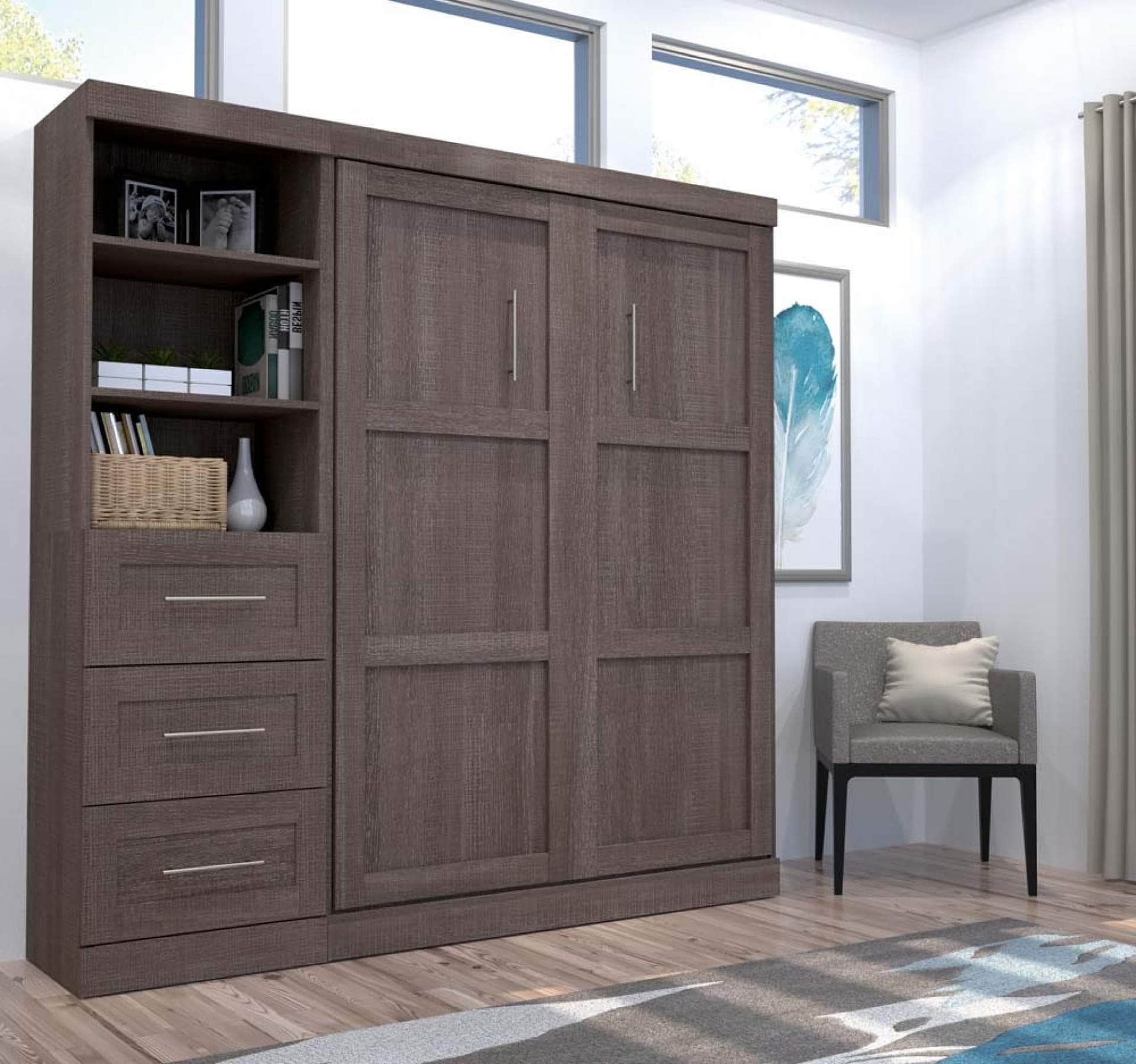 Pur Full Murphy Wall Bed with Storage Drawers - 84