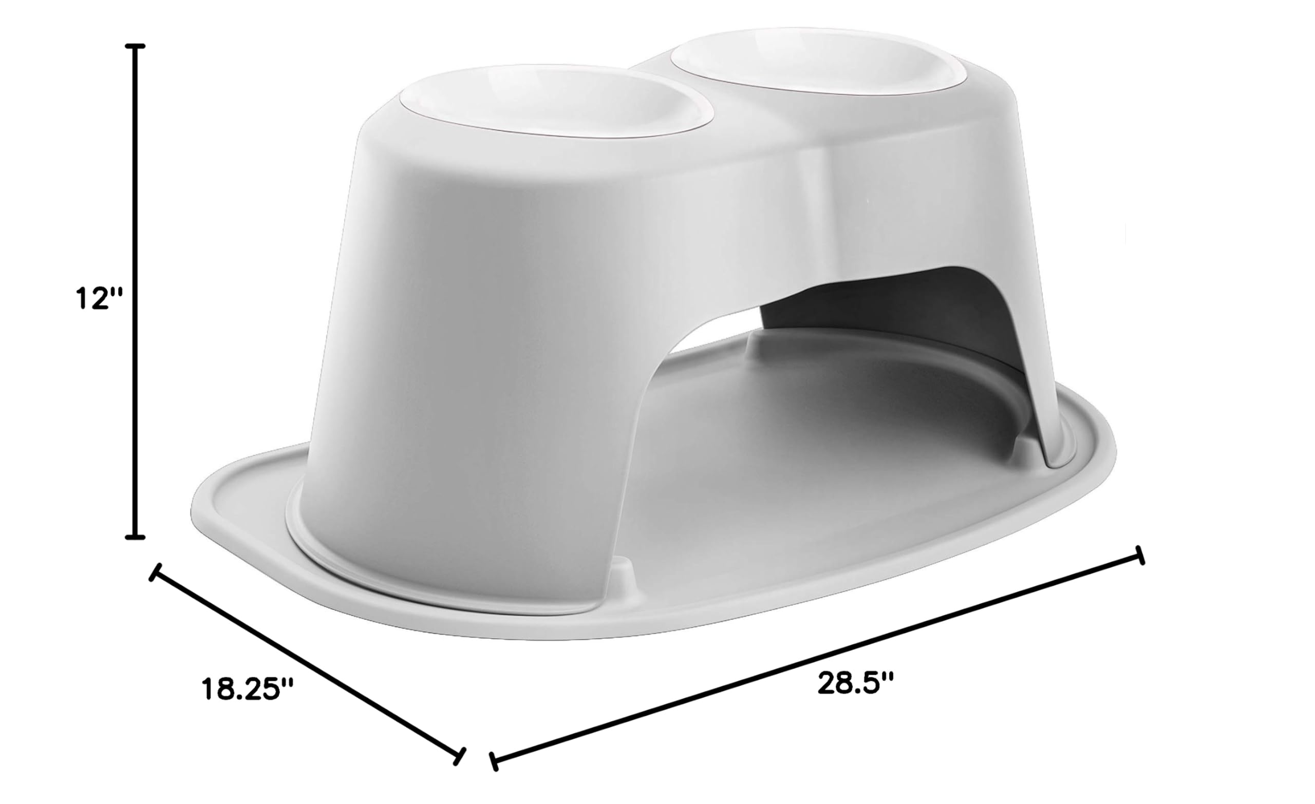 WeatherTech Double High Pet Feeding System with Plastic Dog & Cat Bowls - 12