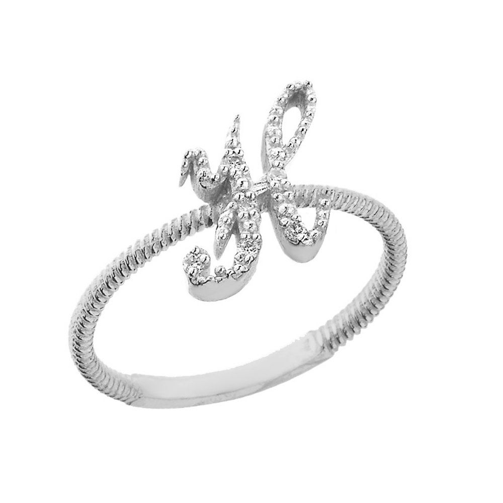 10K White Gold Diamond Initial Letter 